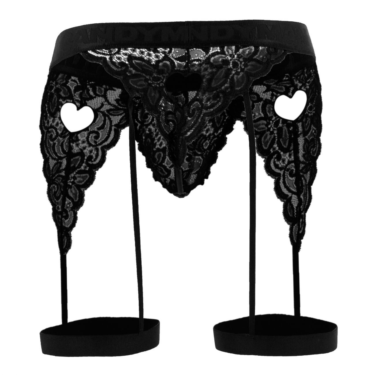 CandyMan 99310 Men's Underwear Lace Garther Thongs Color Black