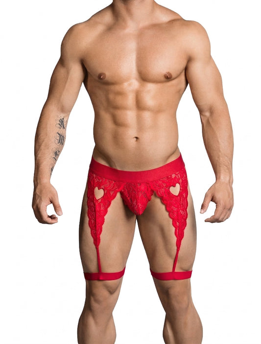 CandyMan 99310 Men's Underwear Lace Garther Thongs Color Red