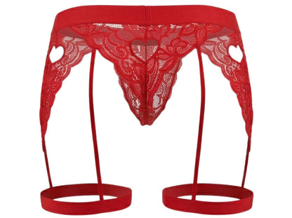 CandyMan 99310 Men's Underwear Lace Garther Thongs Color Red