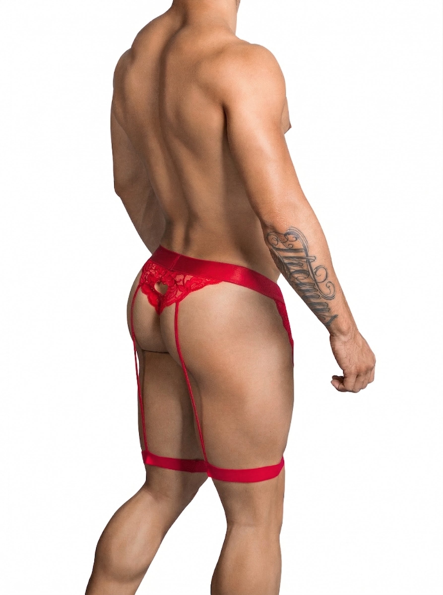 CandyMan 99310 Men's Underwear Lace Garther Thongs Color Red