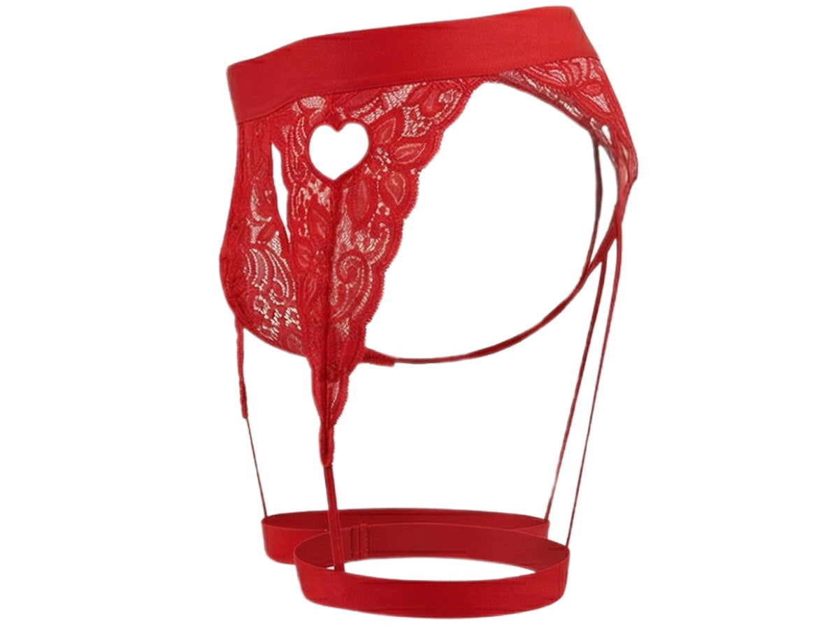 CandyMan 99310 Men's Underwear Lace Garther Thongs Color Red