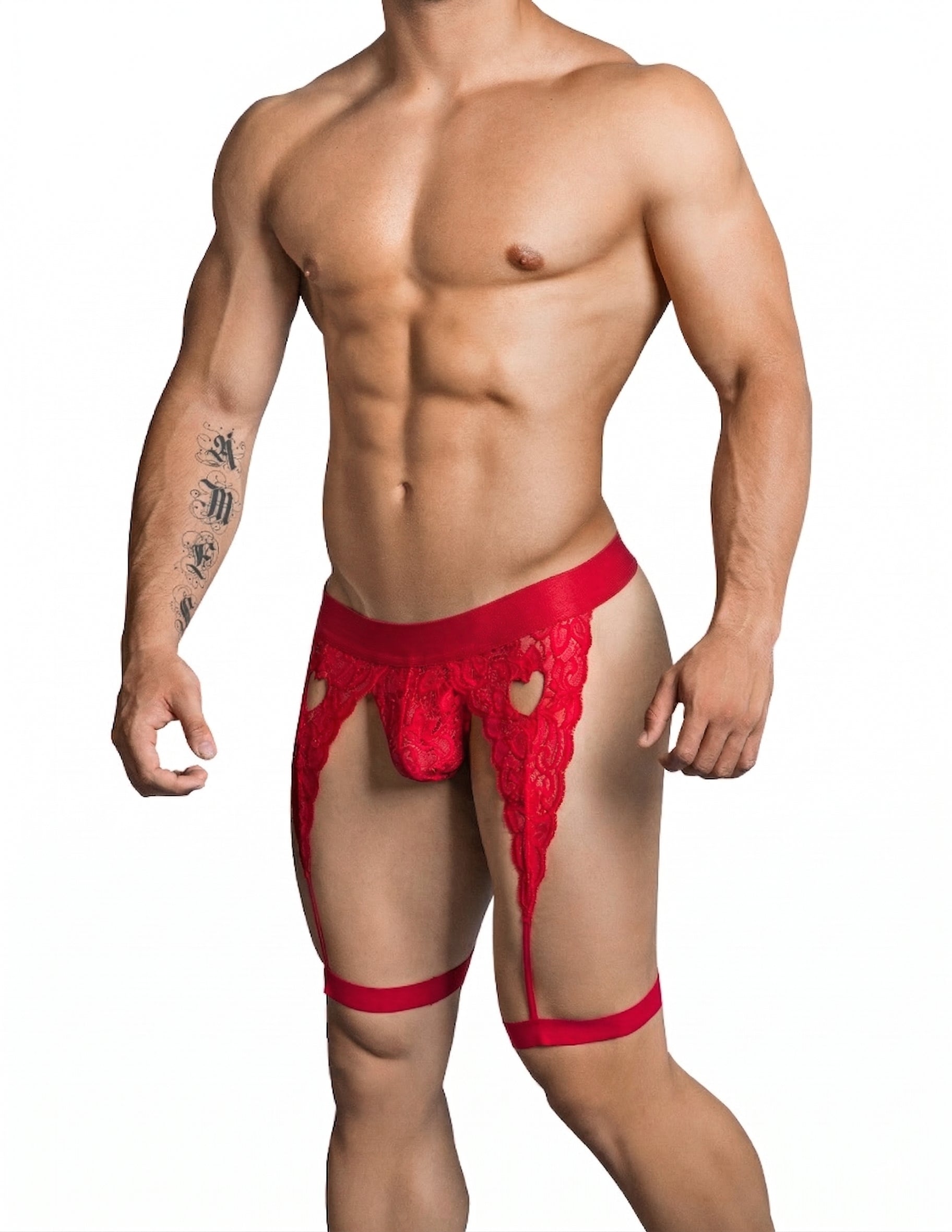 CandyMan 99310 Men's Underwear Lace Garther Thongs Color Red