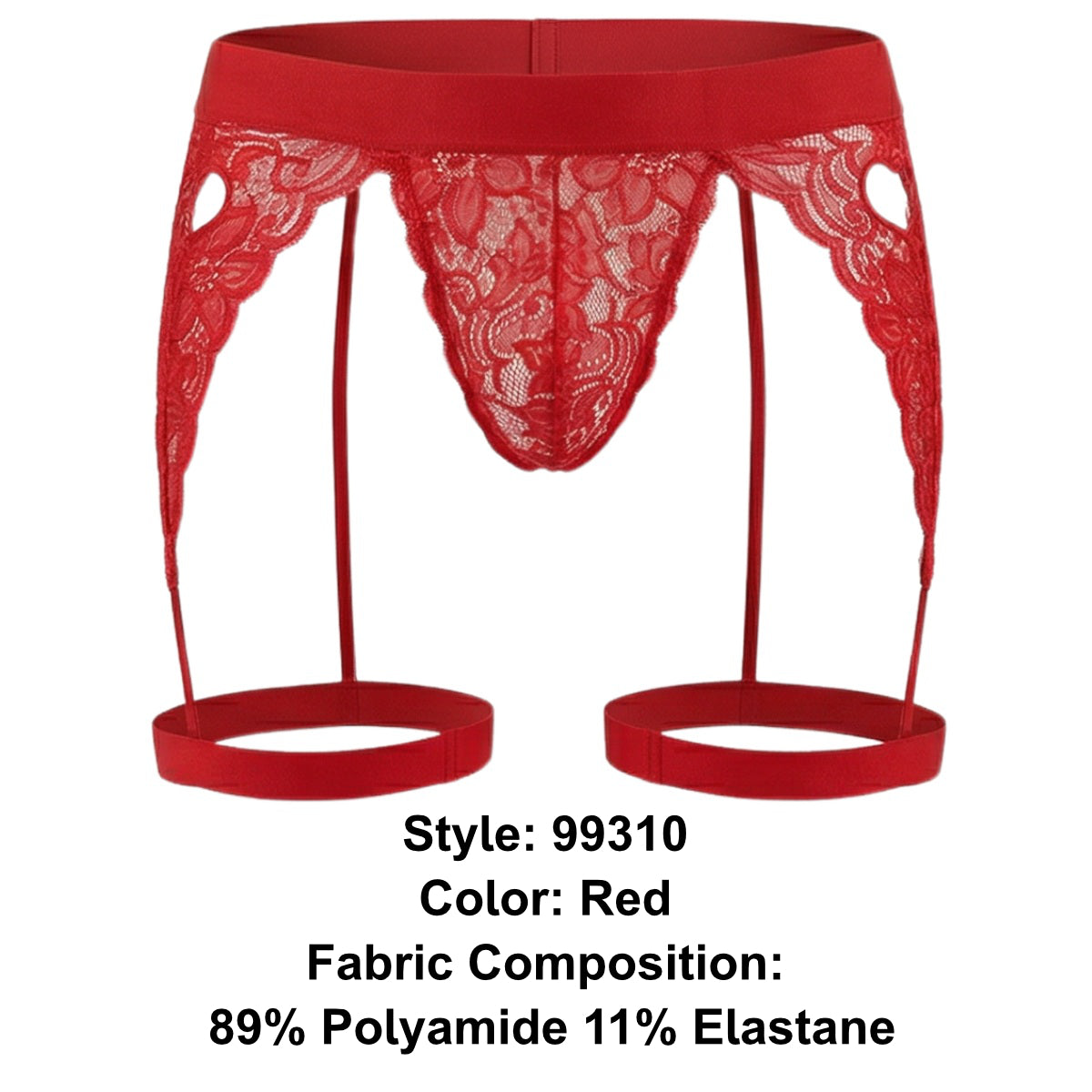CandyMan 99310 Men's Underwear Lace Garther Thongs Color Red
