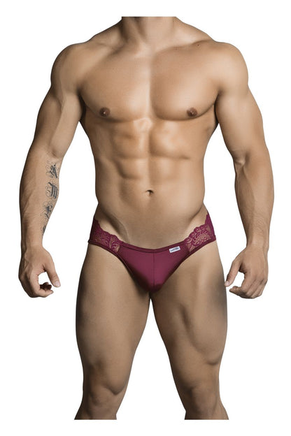 CandyMan Lace Jockstrap - Burgundy