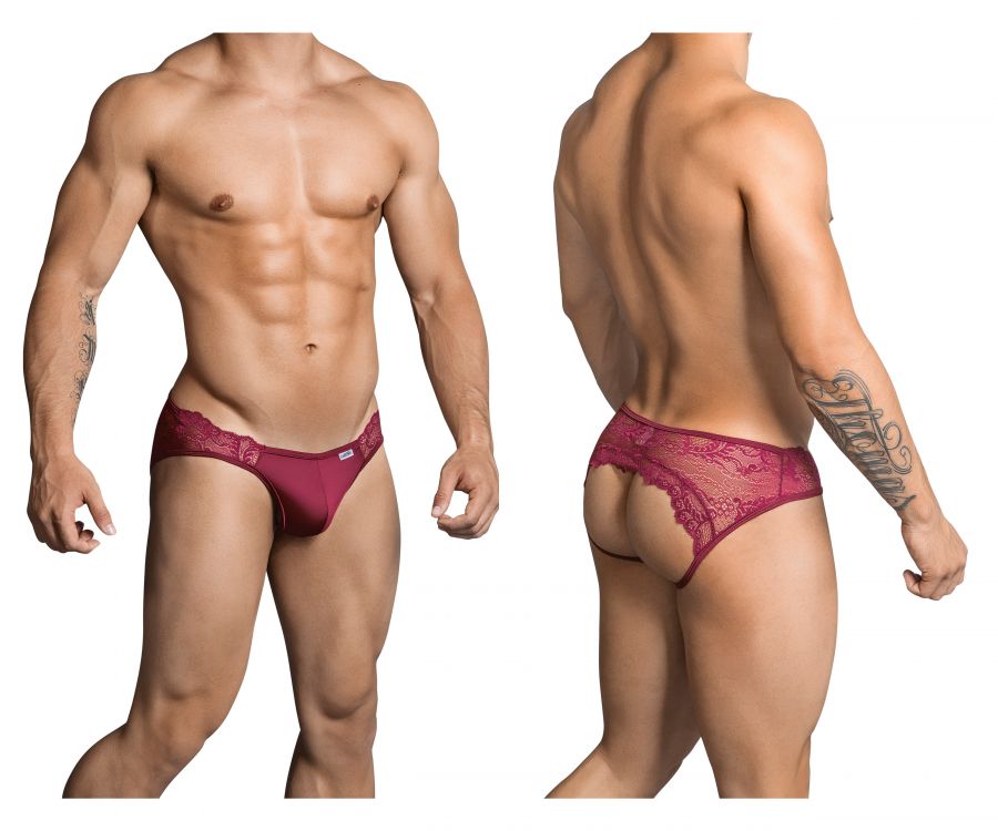 CandyMan 99312 Men's Underwear Lace Jockstrap Color Burgundy