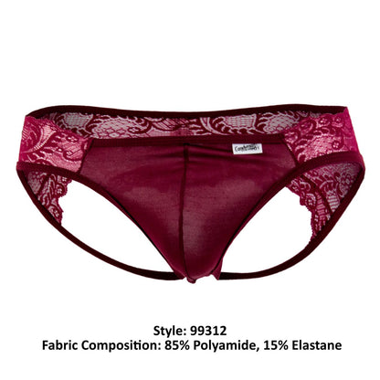 CandyMan Lace Jockstrap - Burgundy