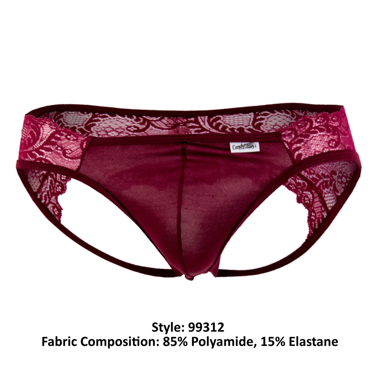 CandyMan 99312 Men's Underwear Lace Jockstrap Color Burgundy