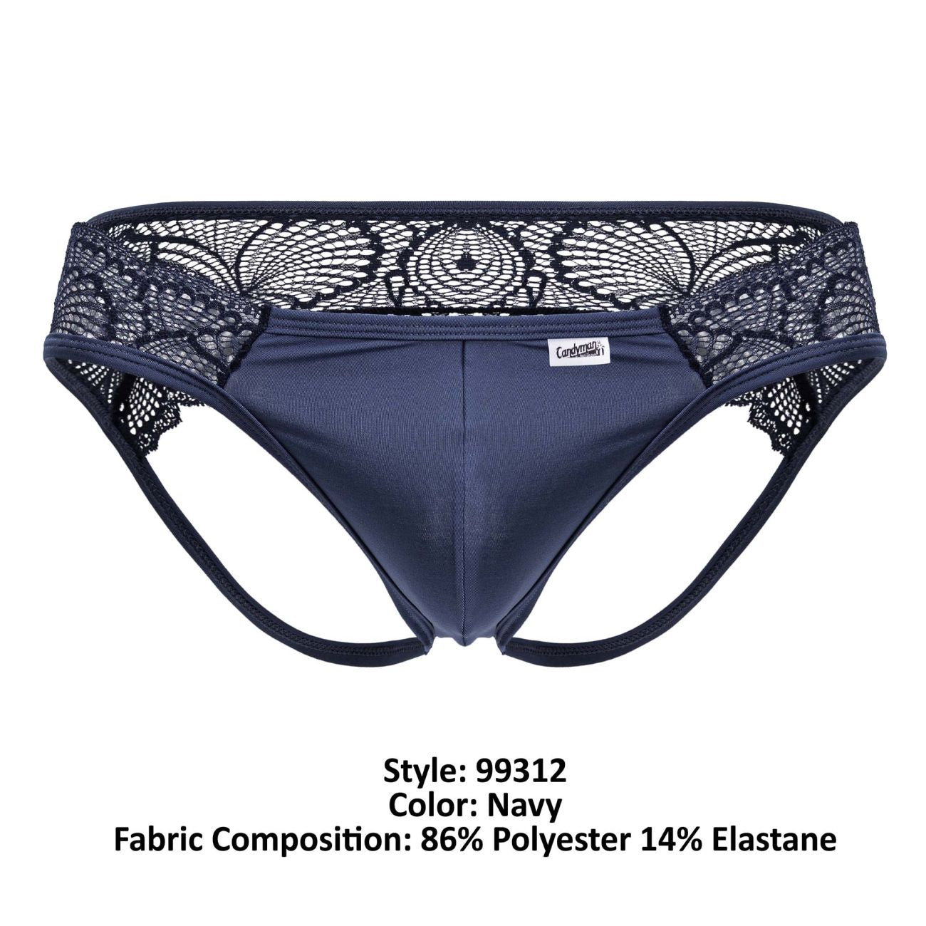 CandyMan 99312 Men's Underwear Lace Jockstrap Color Navy