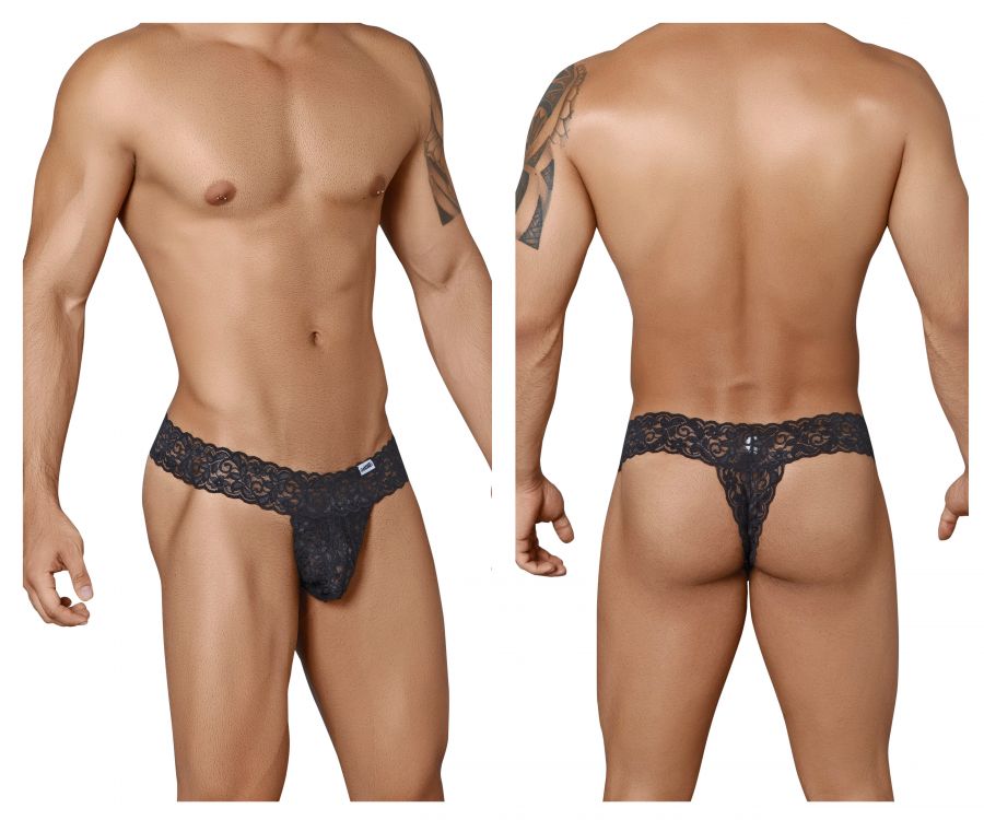 CandyMan Men's Underwear 99315 Peek a Boo Thongs Color Black