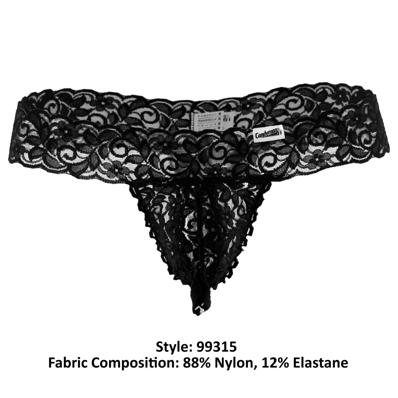 CandyMan Men's Underwear 99315 Peek a Boo Thongs Color Black