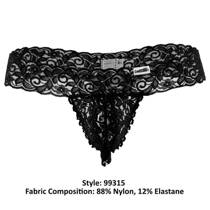 CandyMan Men's Underwear 99315 Peek a Boo Thongs Color Black
