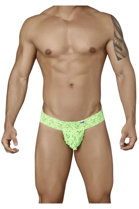 CandyMan Men's Underwear 99315 Peek a Boo Thongs Color Green