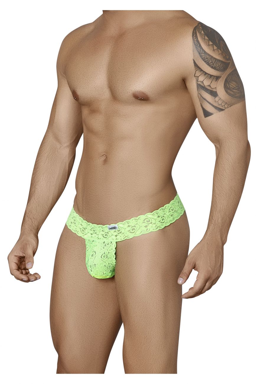 CandyMan Men's Underwear 99315 Peek a Boo Thongs Color Green
