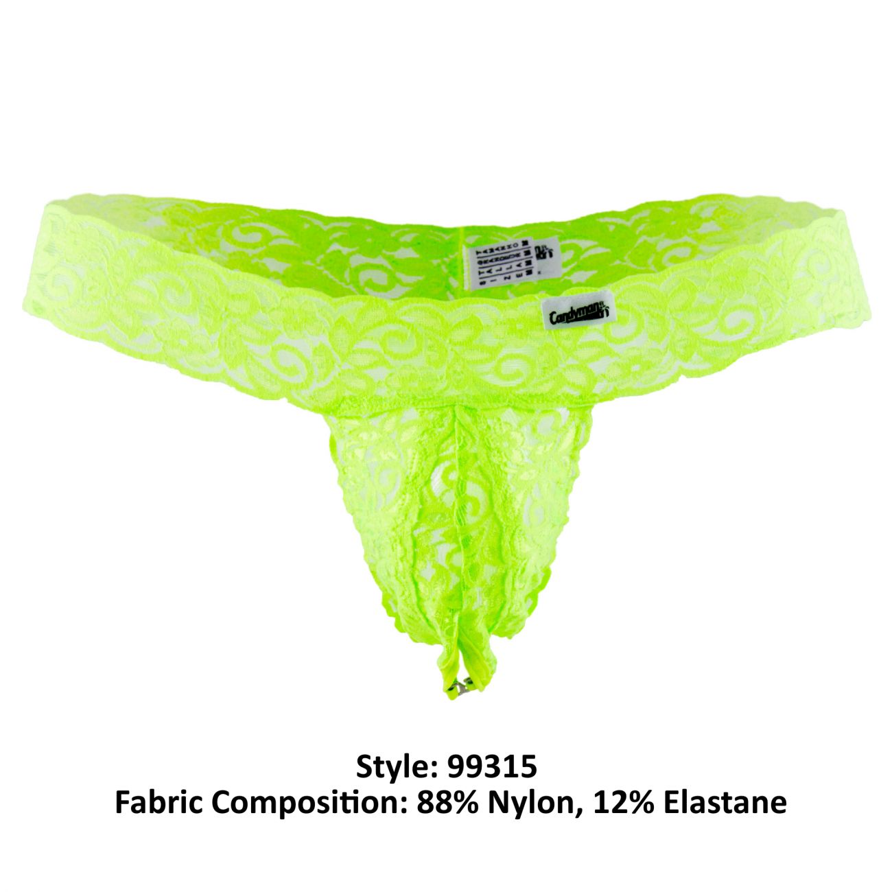 CandyMan Men's Underwear 99315 Peek a Boo Thongs Color Green