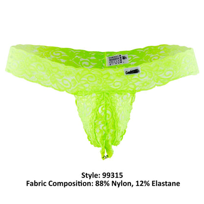 CandyMan Men's Underwear 99315 Peek a Boo Thongs Color Green