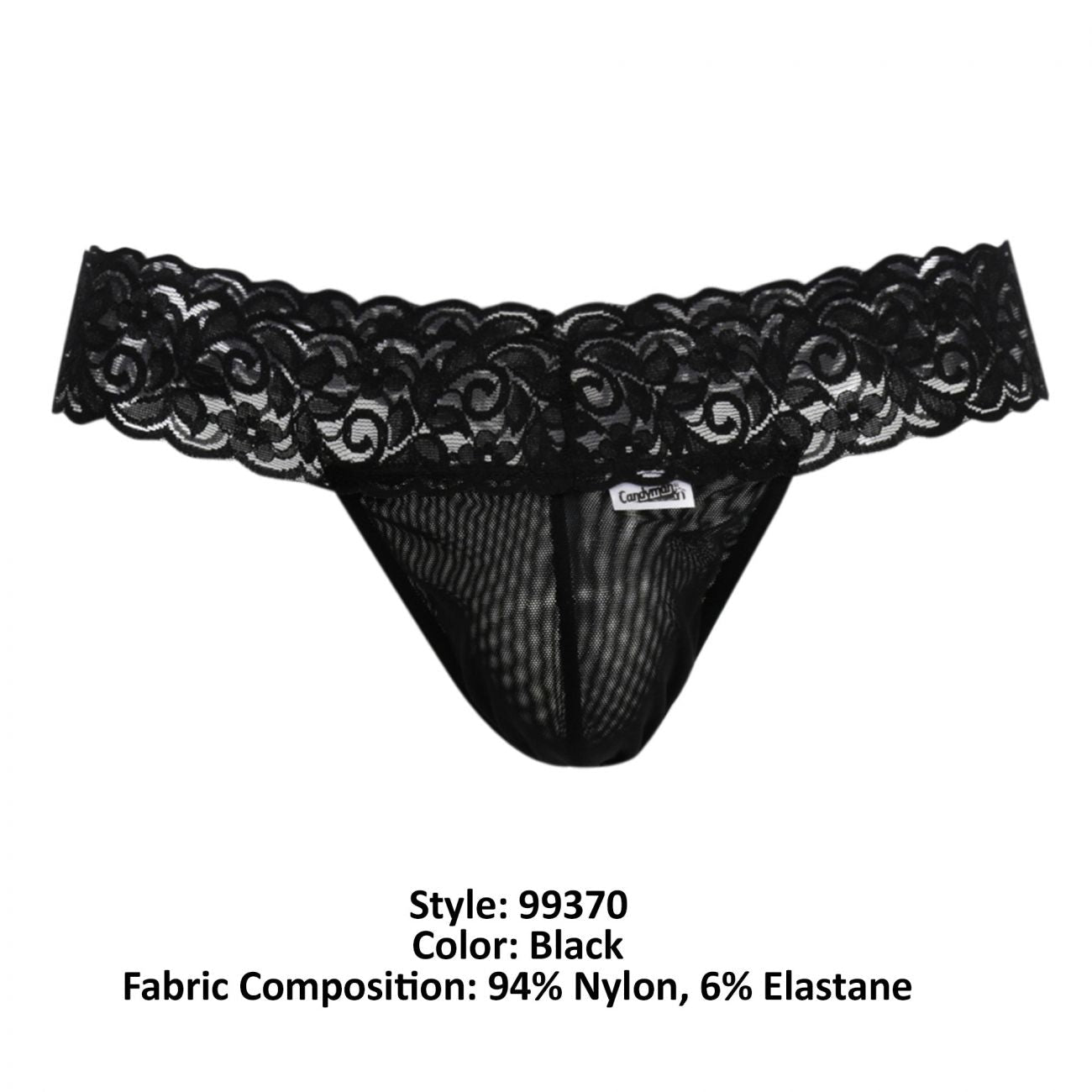 CandyMan 99370 Men's Underwear Sensual Lace Thongs Color Black