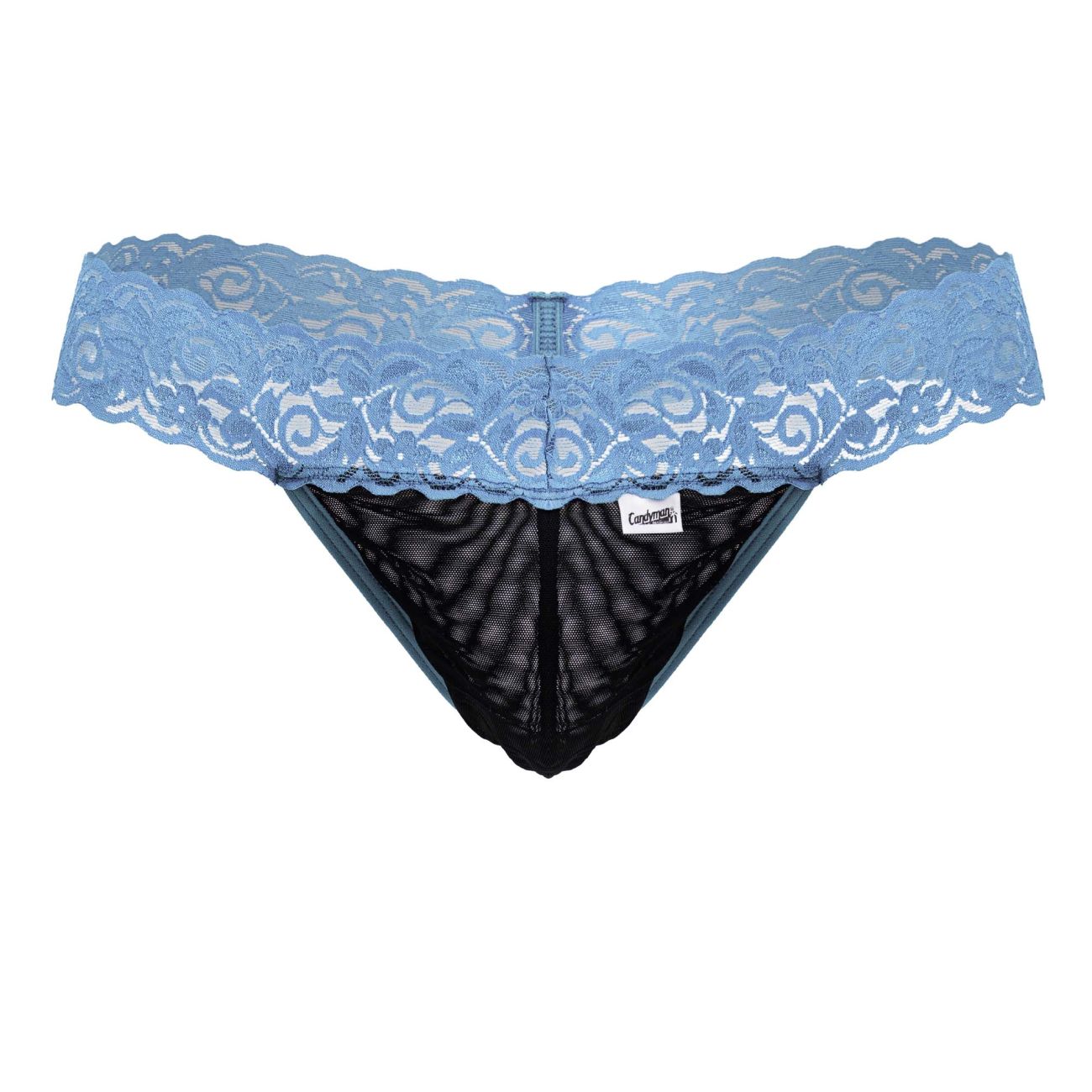 CandyMan 99370 Men's Underwear Sensual Lace Thongs Color Blue