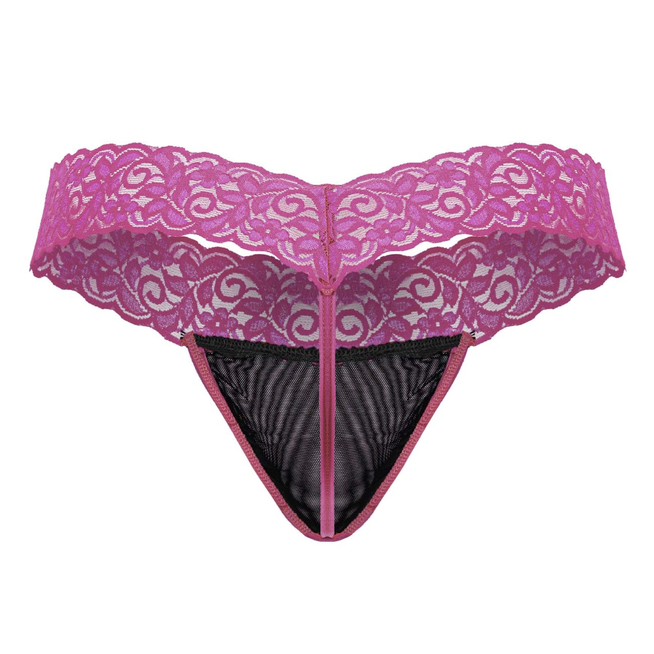 CandyMan 99370 Men's Underwear Sensual Lace Thongs Color Hot Pink