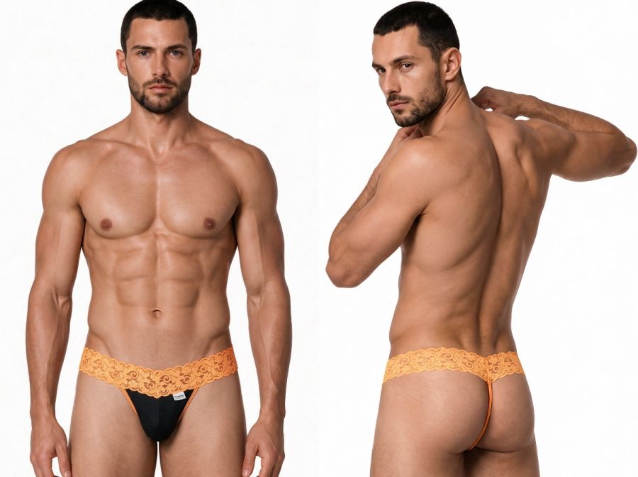 Sensual Orange Lace Thong - view 1