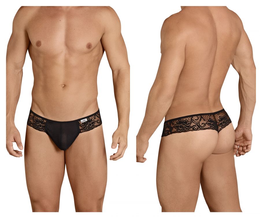CandyMan 99392 Men's Underwear Lace Mesh Thongs Color Black