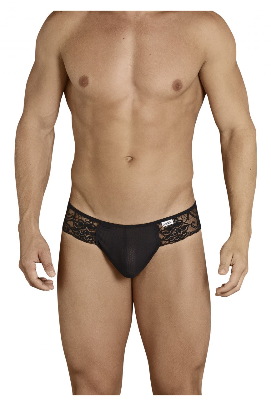 CandyMan 99392 Men's Underwear Lace Mesh Thongs Color Black