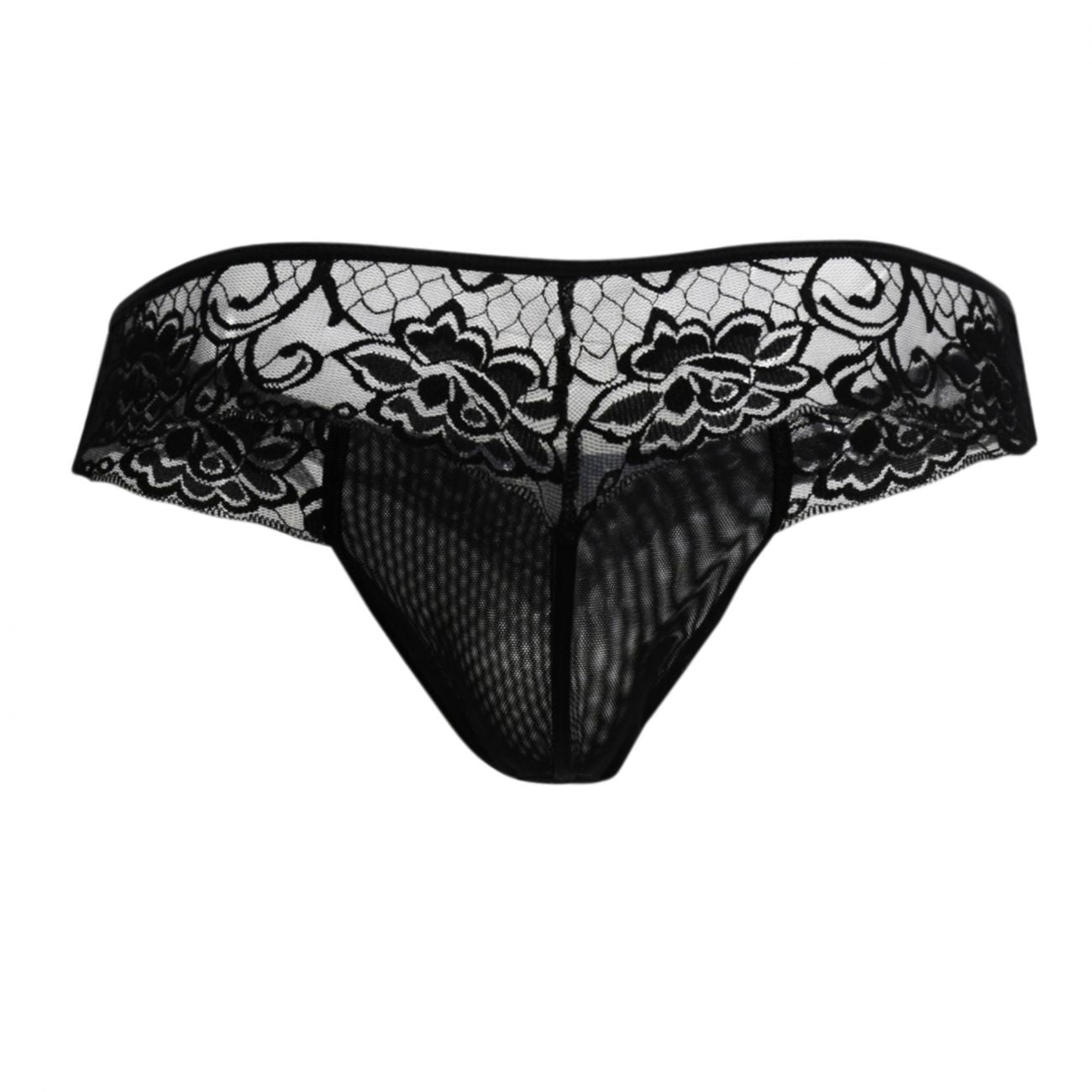 CandyMan 99392 Men's Underwear Lace Mesh Thongs Color Black