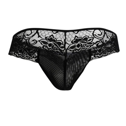 CandyMan 99392 Men's Underwear Lace Mesh Thongs Color Black