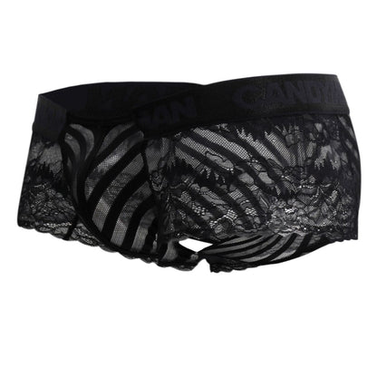 CandyMan 99393 Men's Underwear Mesh and Lace Boxer Briefs Color Black