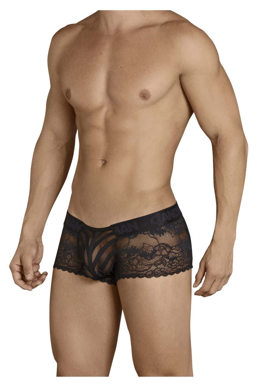 CandyMan 99393 Men's Underwear Mesh and Lace Boxer Briefs Color Black