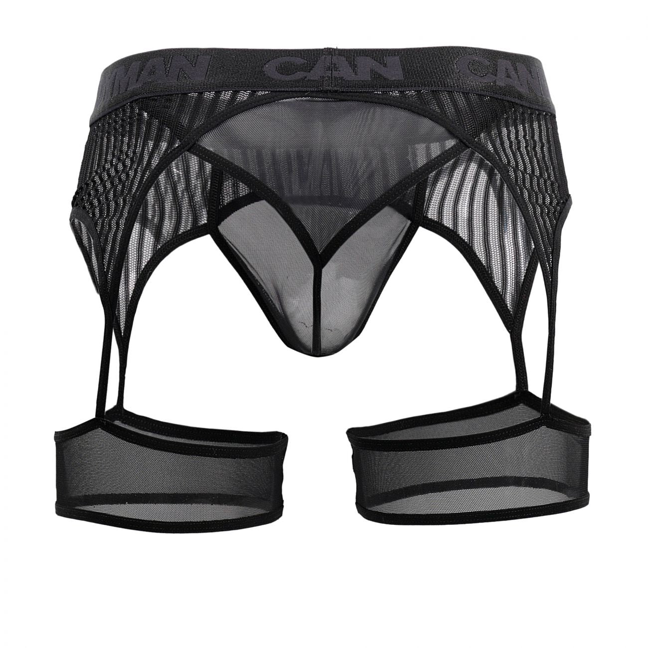 CandyMan 99403 Men's Underwear Gaterbelt Thongs Color Black Mesh