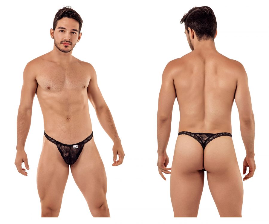 CandyMan Men's Underwear 99420 Double Lace Thongs Color Black