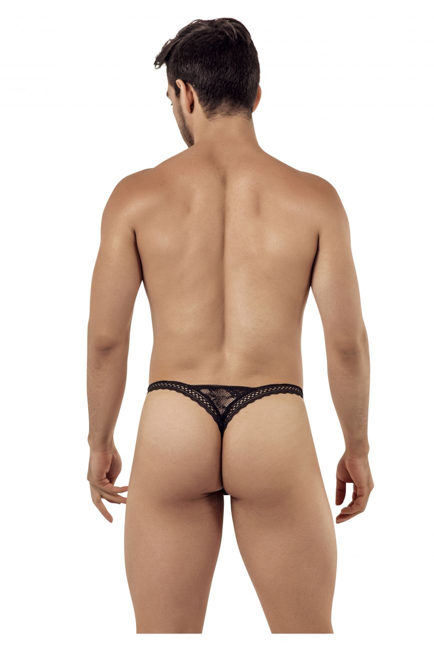 CandyMan Men's Underwear 99420 Double Lace Thongs Color Black
