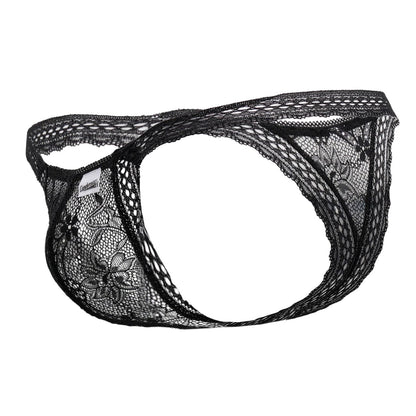 CandyMan Men's Underwear 99420 Double Lace Thongs Color Black
