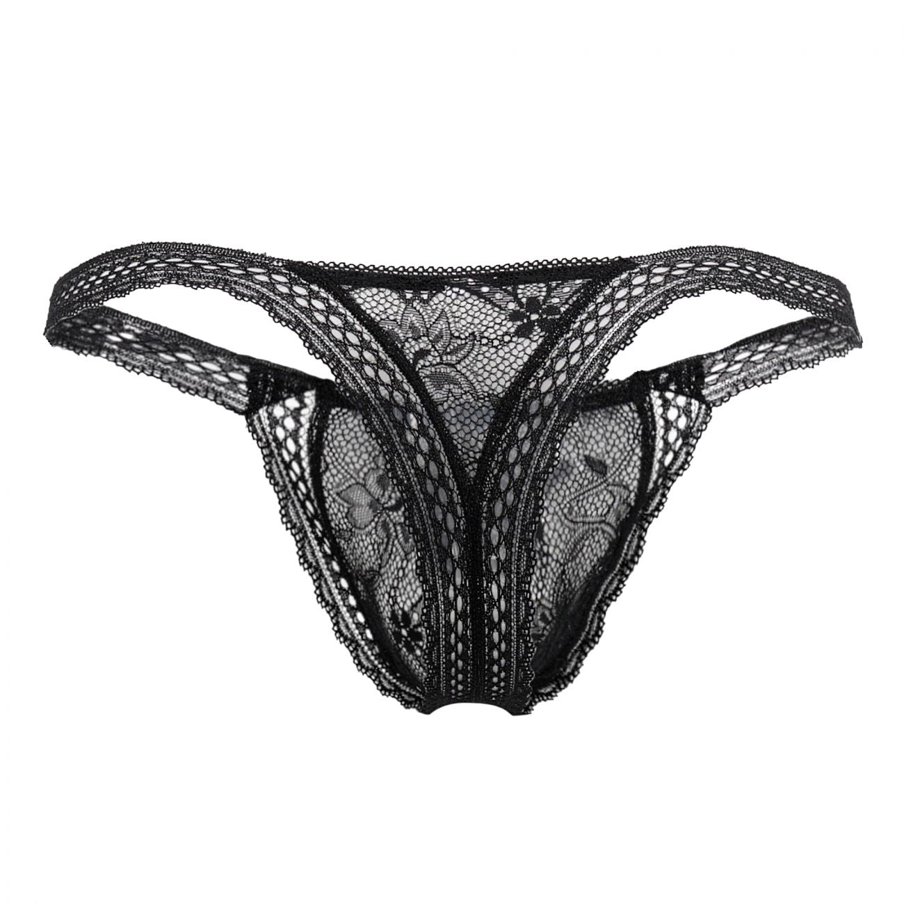 CandyMan Men's Underwear 99420 Double Lace Thongs Color Black