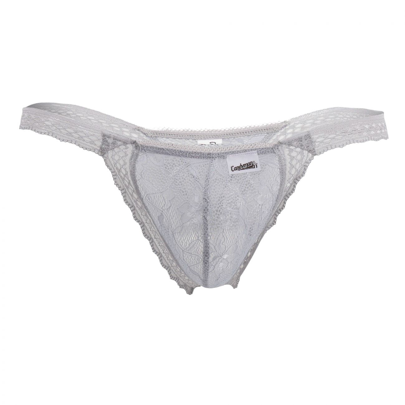 CandyMan Men's Underwear 99420 Double Lace Thongs Color Gray
