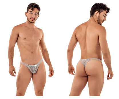 CandyMan Men's Underwear 99420 Double Lace Thongs Color Gray