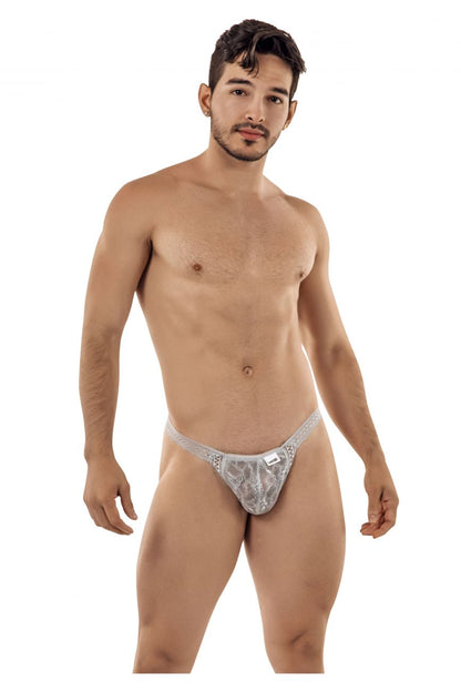 CandyMan Men's Underwear 99420 Double Lace Thongs Color Gray