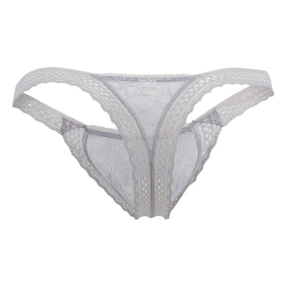CandyMan Men's Underwear 99420 Double Lace Thongs Color Gray