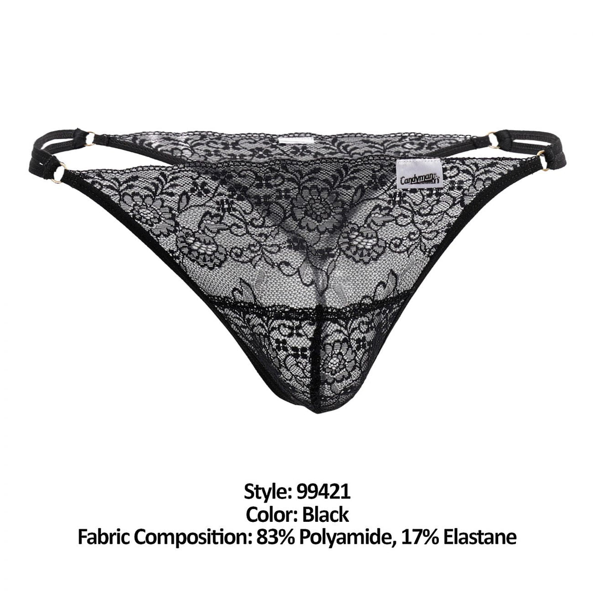 CandyMan Lace G-String Thongs - Black