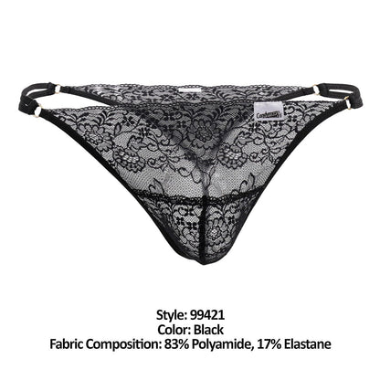 CandyMan Lace G-String Thongs - Black