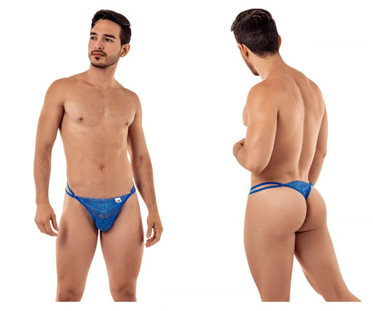 CandyMan Men's Underwear 99421 Lace G-String Thongs Color Blue