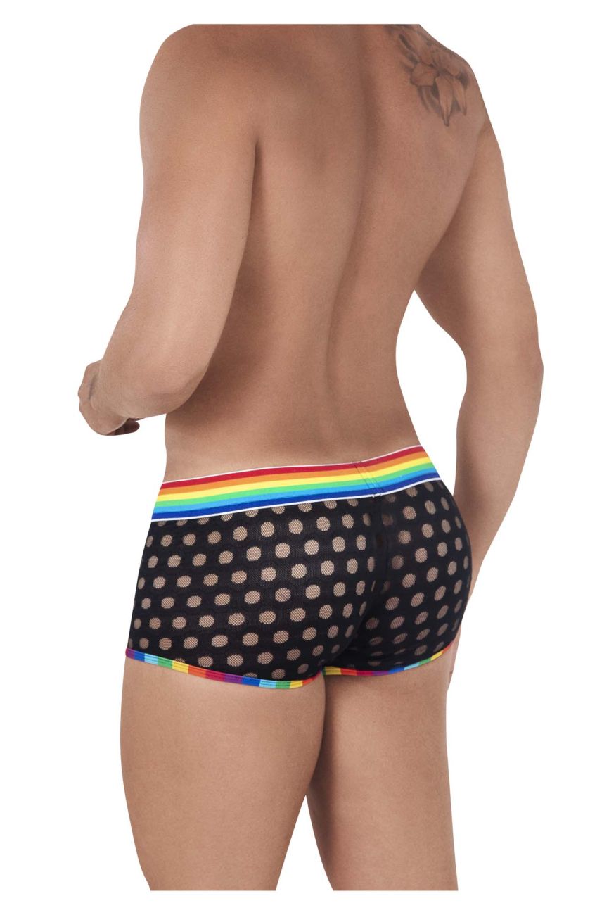 CandyMan Men's Underwear 99511X Polka Mesh Trunks Color Black-Rainbow