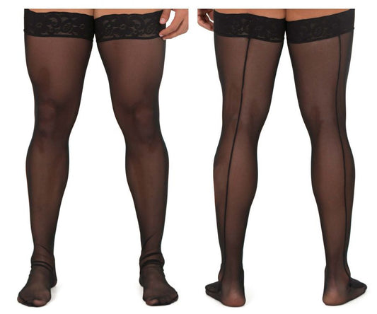 CandyMan 99533 Men's Mesh Thigh Highs Color Black