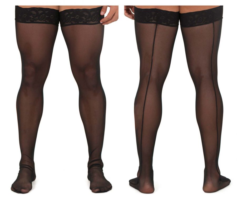 CandyMan 99533 Men's Mesh Thigh Highs Color Black