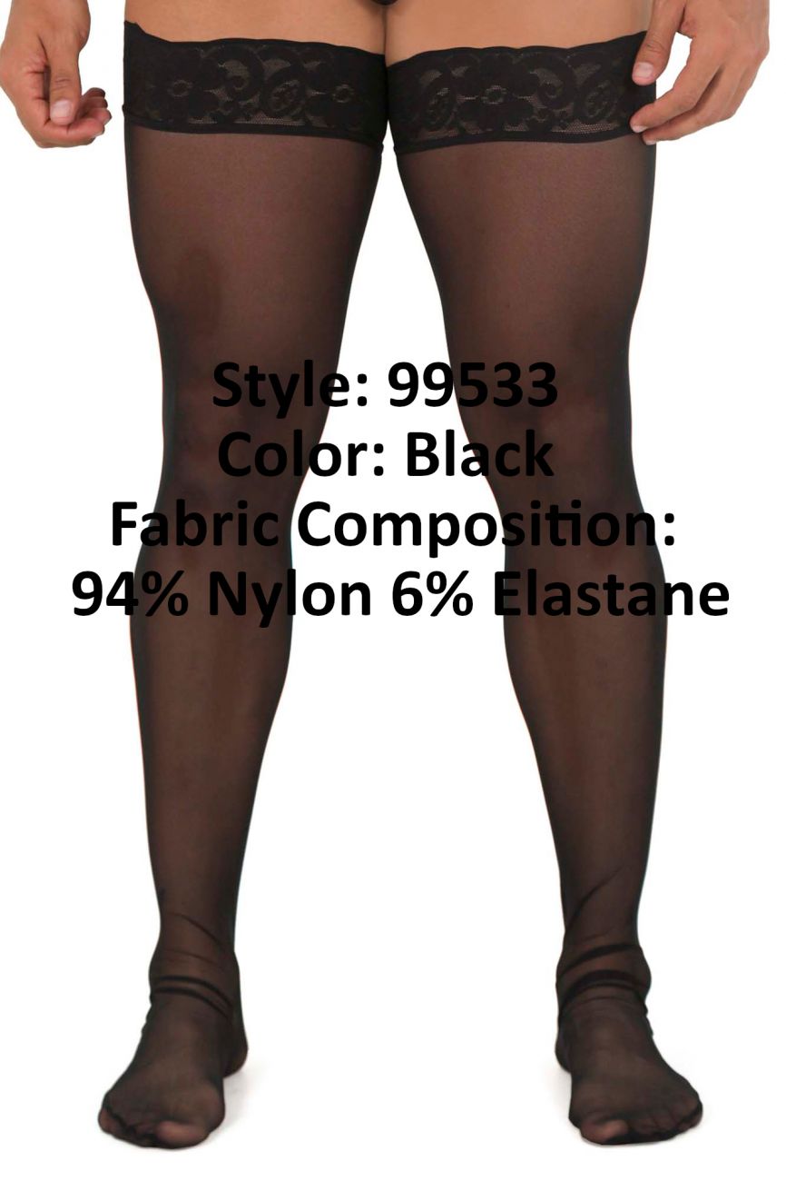 CandyMan 99533 Men's Mesh Thigh Highs Color Black