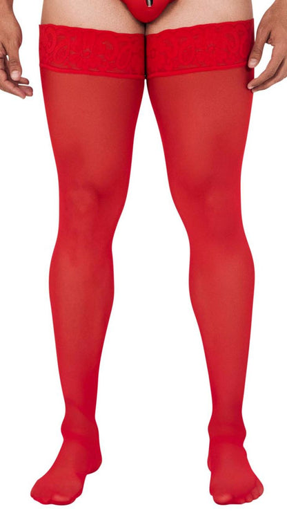 CandyMan 99533 Men's Mesh Thigh Highs Color Red