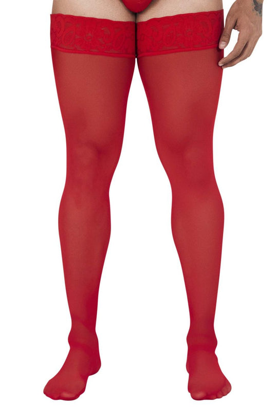 CandyMan 99533 Men's Mesh Thigh Highs Color Red