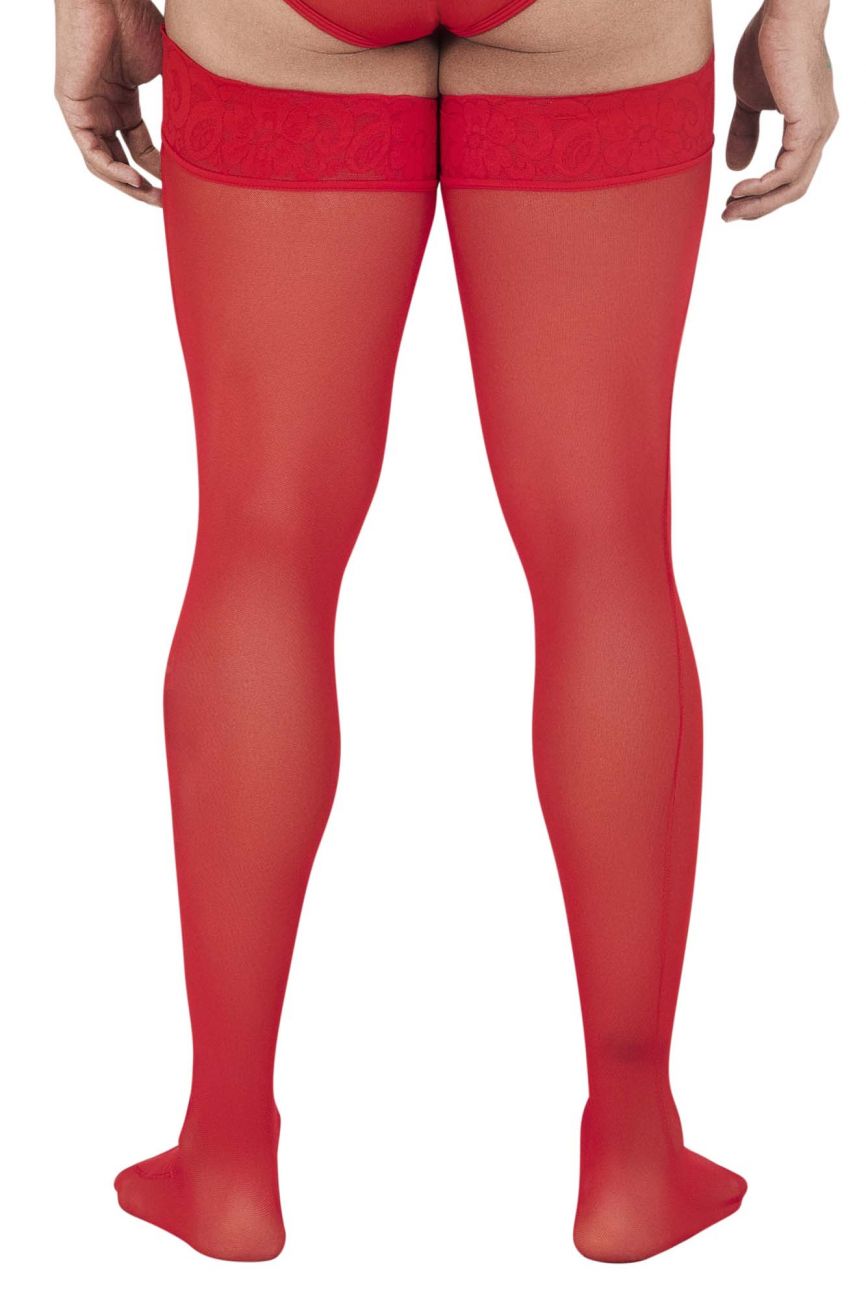 CandyMan 99533 Men's Mesh Thigh Highs Color Red