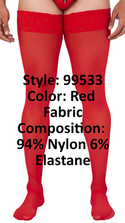 CandyMan Mesh Thigh Highs - Red