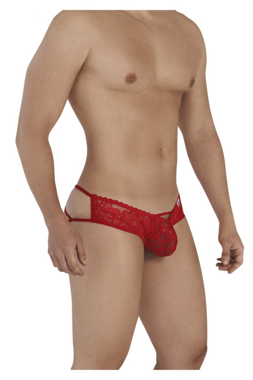 CandyMan 99535 Men's Underwear Bow & Lace Jockstrap Color Red